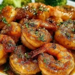 High-protein honey garlic shrimp with one pound large peeled deveined shrimp patted dry and marinated 15-20 minutes in one-third cup honey, quarter cup low-sodium soy sauce or coconut aminos, three minced garlic cloves, one teaspoon grated fresh ginger, and half teaspoon red pepper flakes - seared two minutes per side in one tablespoon olive oil over medium-high heat until pink and caramelized, sauce simmered one minute until thickened and glossy
