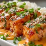 Bang Bang Salmon with creamy sweet-spicy mayo sauce broiled to golden perfection served over rice with cucumber avocado salsa