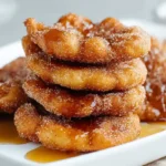 Crispy golden Mexican Bunuelos recipe with cinnamon sugar coating stacked on a plate with cinnamon sticks